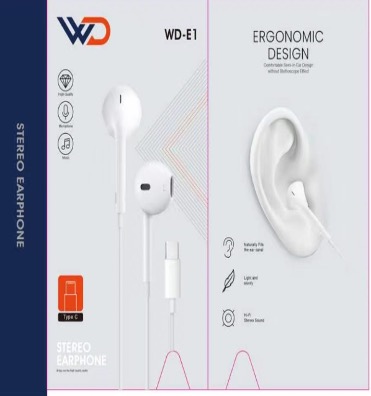 سماعة أذن سلكية تايب سي بتصميم مريح - WD_E2